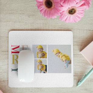 Collage foto's en kleurrijke groeven   Happy Holid Muismat