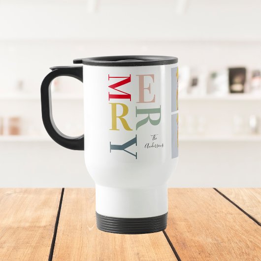 Collage foto's en kleurrijke groeven | Happy Holid Reisbeker