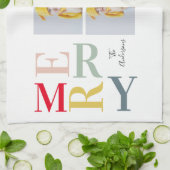 Collage foto's en kleurrijke groeven | Happy Holid Theedoek (Gevouwen)