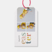 Collage foto's en kleurrijke Pasen | Vakantietoesl Cadeaulabel (Voorkant)