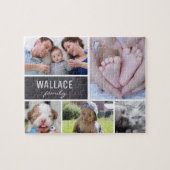 Collage foto's met familienaam, 5 afbeeldingen legpuzzel (Horizontaal)