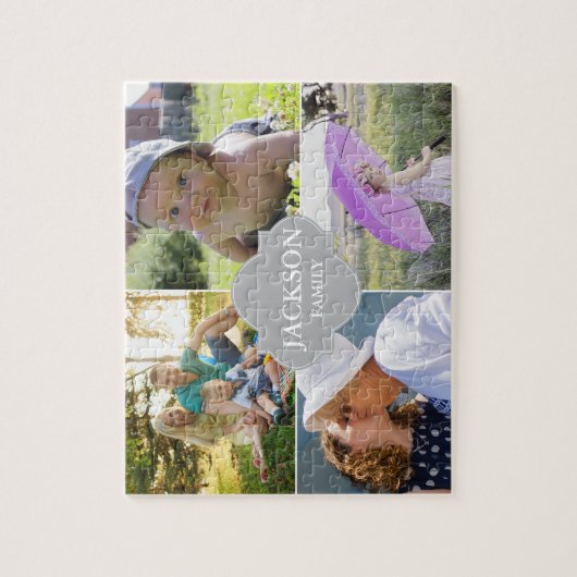 Collage foto's met familienaam multi-afbeeldingen legpuzzel (Verticaal)
