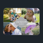Collage foto's met familienaam multi-afbeeldingen magneet<br><div class="desc">Pas deze magneetkaart aan met hun familiefoto's. Verander alle foto's en familienaam. Verzend het "enkel omdat"of voor speciale groeten over de feestdagen.

*Neem contact met me op als je hulp nodig hebt bij mijn design op info@lddesignloft.com</div>