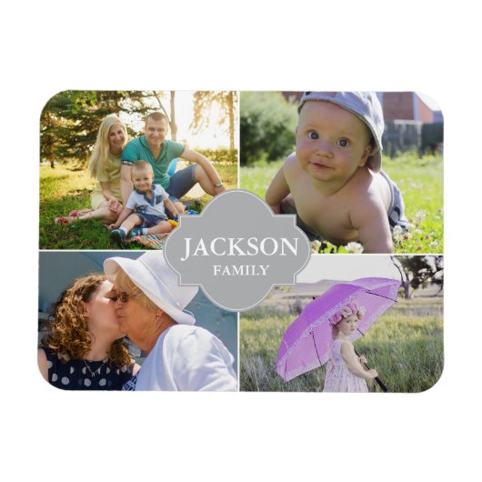 Collage foto's met familienaam multi-afbeeldingen magneet (Horizontaal)