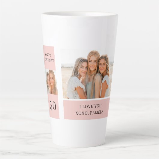 Collage Friend-foto's | Happy Birthday Gift Latte Mok (Voorkant)