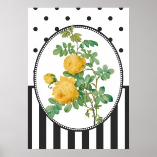 collage gele rozen botanische afdrukken poster