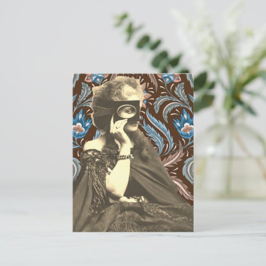 Collage gemaskerde dame gravin castiglione feestdagenkaart (Staand voorkant)