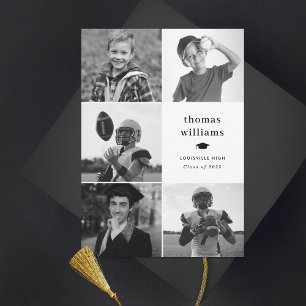 Collage Grad Zwart en Wit Foto Aankondiging