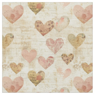 Collage Hearts op handgeschreven papier Stof