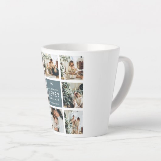 Collage Holiday-foto's | Vrolijk kerstfeest | Cade Latte Mok (Rechterhoek)