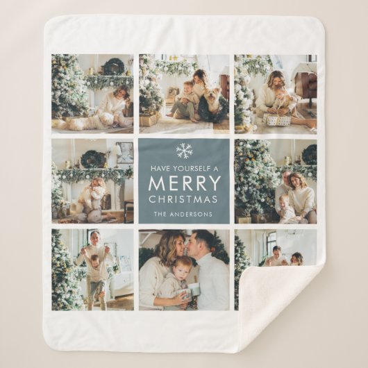 Collage Holiday-foto's | Vrolijk kerstfeest | Cade Sherpa Deken (Voorkant)