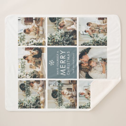 Collage Holiday-foto's | Vrolijk kerstfeest | Cade Sherpa Deken (Voorkant (horizontaal))