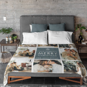 Collage Holiday-foto's   Vrolijk kerstfeest   Cade Sherpa Deken