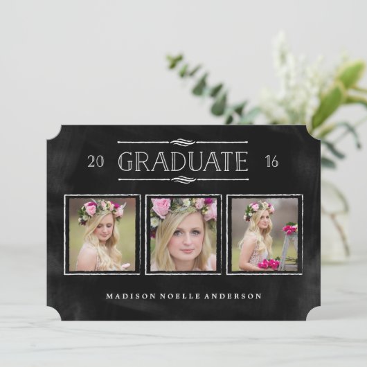 Collage in Krijt Afstuderen Uitnodiging (Staand voorkant)
