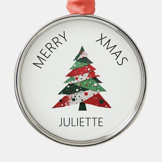 Collage Kerstboom Metalen Ornament (Voorkant)