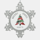 Collage Kerstboom Tin Sneeuwvlok Ornament (Voorkant)