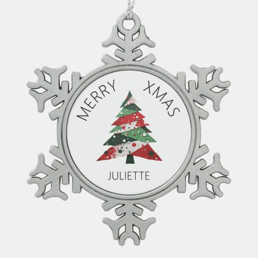 Collage Kerstboom Tin Sneeuwvlok Ornament (Voorkant)