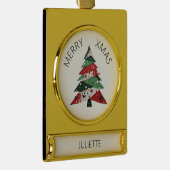 Collage Kerstboom Verguld Banner Ornament (Rechts)