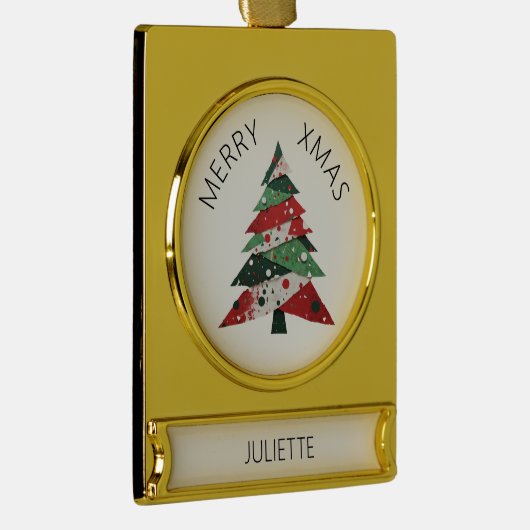 Collage Kerstboom Verguld Banner Ornament (Rechts)