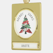 Collage Kerstboom Verguld Banner Ornament (Links)