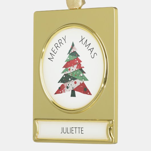 Collage Kerstboom Verguld Banner Ornament (Links)