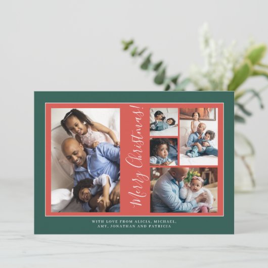 Collage kerstfoto's feestdagenkaart (Staand voorkant)