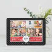 Collage Kerstkaart in rood en zwart (Staand voorkant)