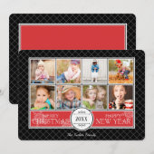 Collage Kerstkaart in rood en zwart (Voorkant / Achterkant)