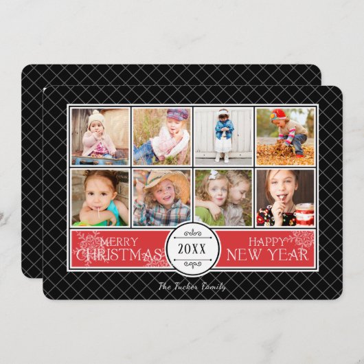 Collage Kerstkaart in rood en zwart (Voorkant / Achterkant)