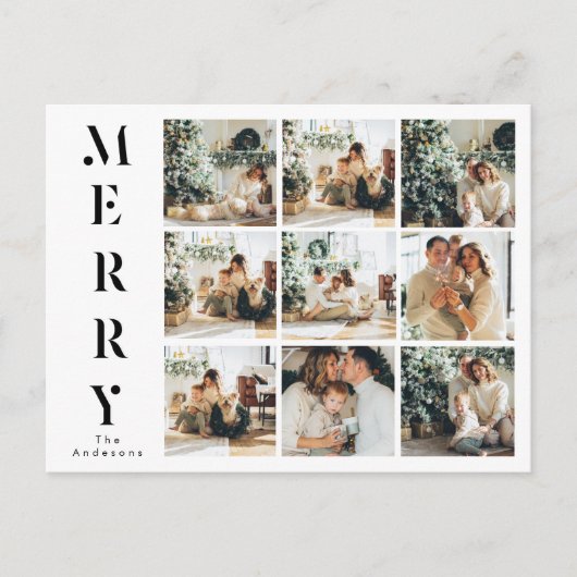 Collage Kerstmis Nine Foto's | Merry Briefkaart (Voorkant)