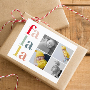 Collage Kerstmis Vier Foto's   Colorful Falalala Briefkaart
