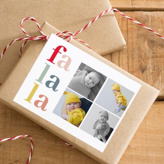 Collage Kerstmis Vier Foto's | Colorful Falalala Briefkaart