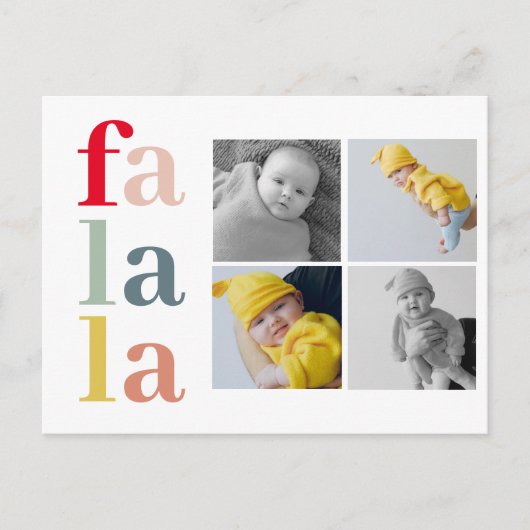 Collage Kerstmis Vier Foto's | Colorful Falalala Briefkaart (Voorkant)