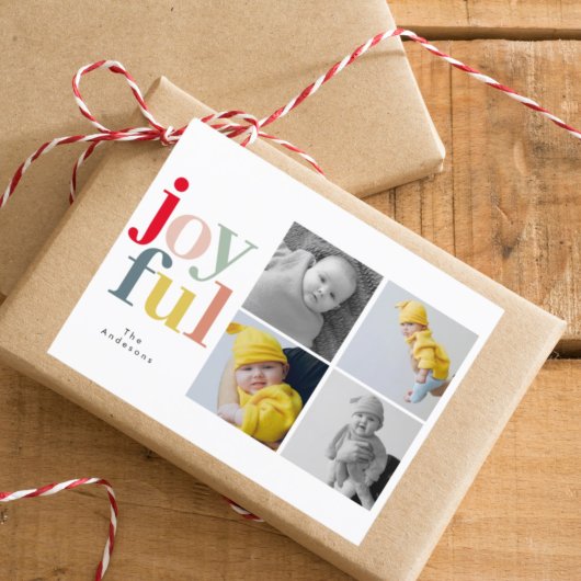 Collage Kerstmis Vier Foto's | Colorful Joyful Briefkaart