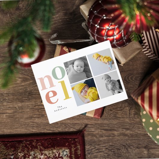 Collage Kerstmis Vier Foto's | Colorful Noel Briefkaart