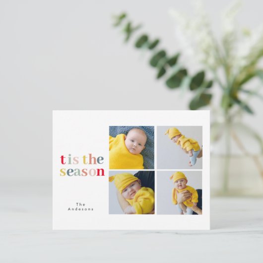 Collage Kerstmis Vier Foto's | Dit seizoen Briefkaart (Staand voorkant)