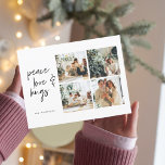 Collage Kerstmis Vier Foto's | Peace Love Hugs Briefkaart<br><div class="desc">Collage Kerstmis Vier Foto's | Peace Love Hugs</div>