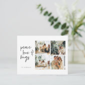 Collage Kerstmis Vier Foto's | Peace Love Hugs Briefkaart (Staand voorkant)