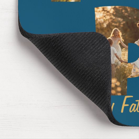 Collage Knipsel Letters PAPA I Blauw Muismat (Hoek)