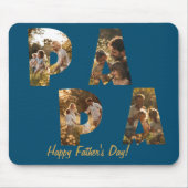 Collage Knipsel Letters PAPA I Blauw Muismat (Voorkant)