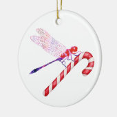 Collage kunst insect kunst LIBELLE met KERSTSTOK Keramisch Ornament (Links)