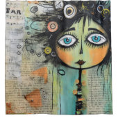 Collage Kunst Meisje Dame 8 Douchegordijn (Voorkant)