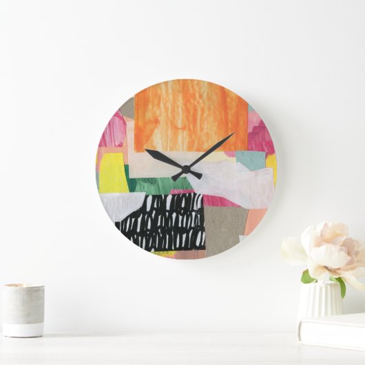 Collage kunst, modern kleurrijk abstract. grote klok (Huis)