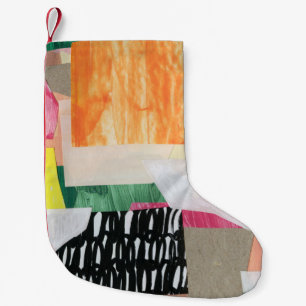 Collage kunst, modern kleurrijk abstract. kleine kerstsok