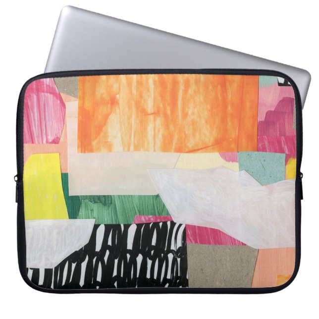 Collage kunst, modern kleurrijk abstract. laptop sleeve (Voorkant)