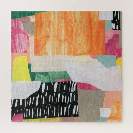 Collage kunst, modern kleurrijk abstract. legpuzzel (Verticaal)