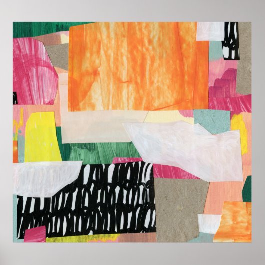 Collage kunst, modern kleurrijk abstract. poster (Voorkant)