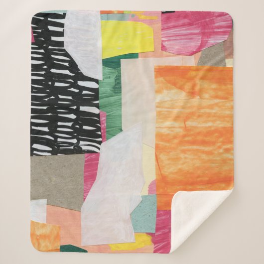 Collage kunst, modern kleurrijk abstract. sherpa deken (Voorkant)