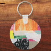 Collage kunst, modern kleurrijk abstract. sleutelhanger (Achterkant)