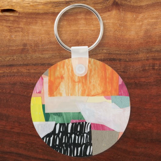 Collage kunst, modern kleurrijk abstract. sleutelhanger (Voorkant)